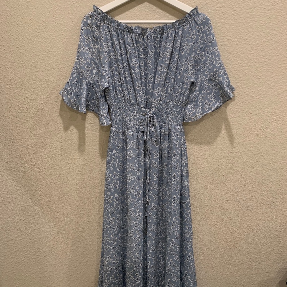 Blue Floral MIDI Dress